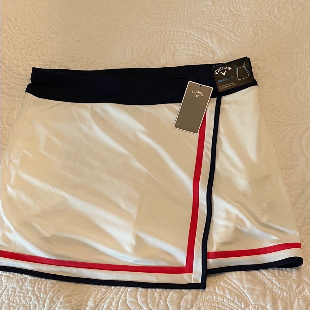 Callaway White Skort with Navy Golf and Red Accents